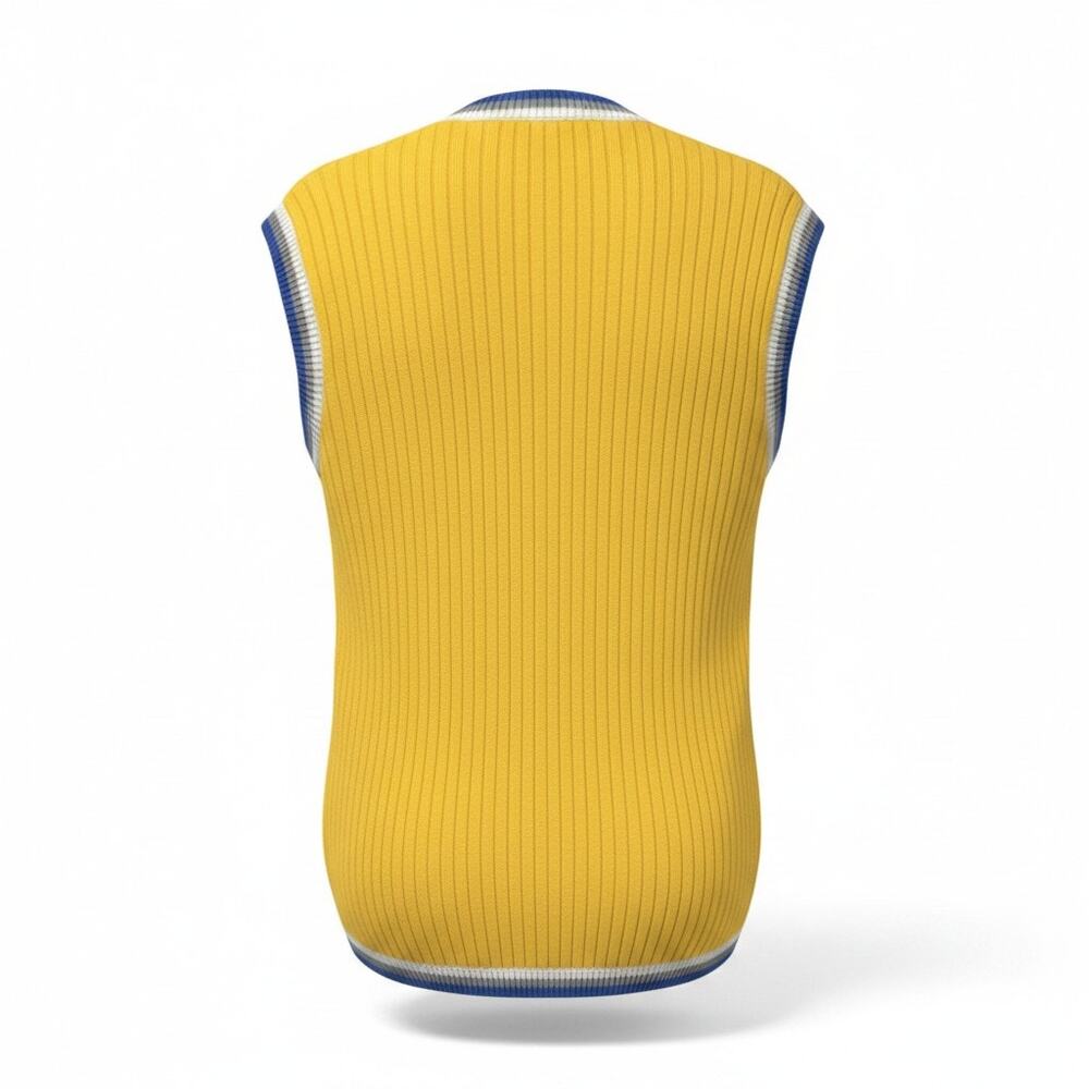 FUBU Cable Knit Sweater Vest Yellow Preppy Streetwear Retro - Picture 2 of 6